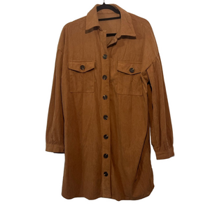 Women’s Brown long sleeve corduroy type button front dress
B3
